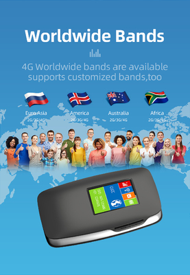 3000mAh 4G LTE เราเตอร์ไร้สาย MiFi ฮอตสปอตไร้สายพร้อมหน้าจอ LCD International Band